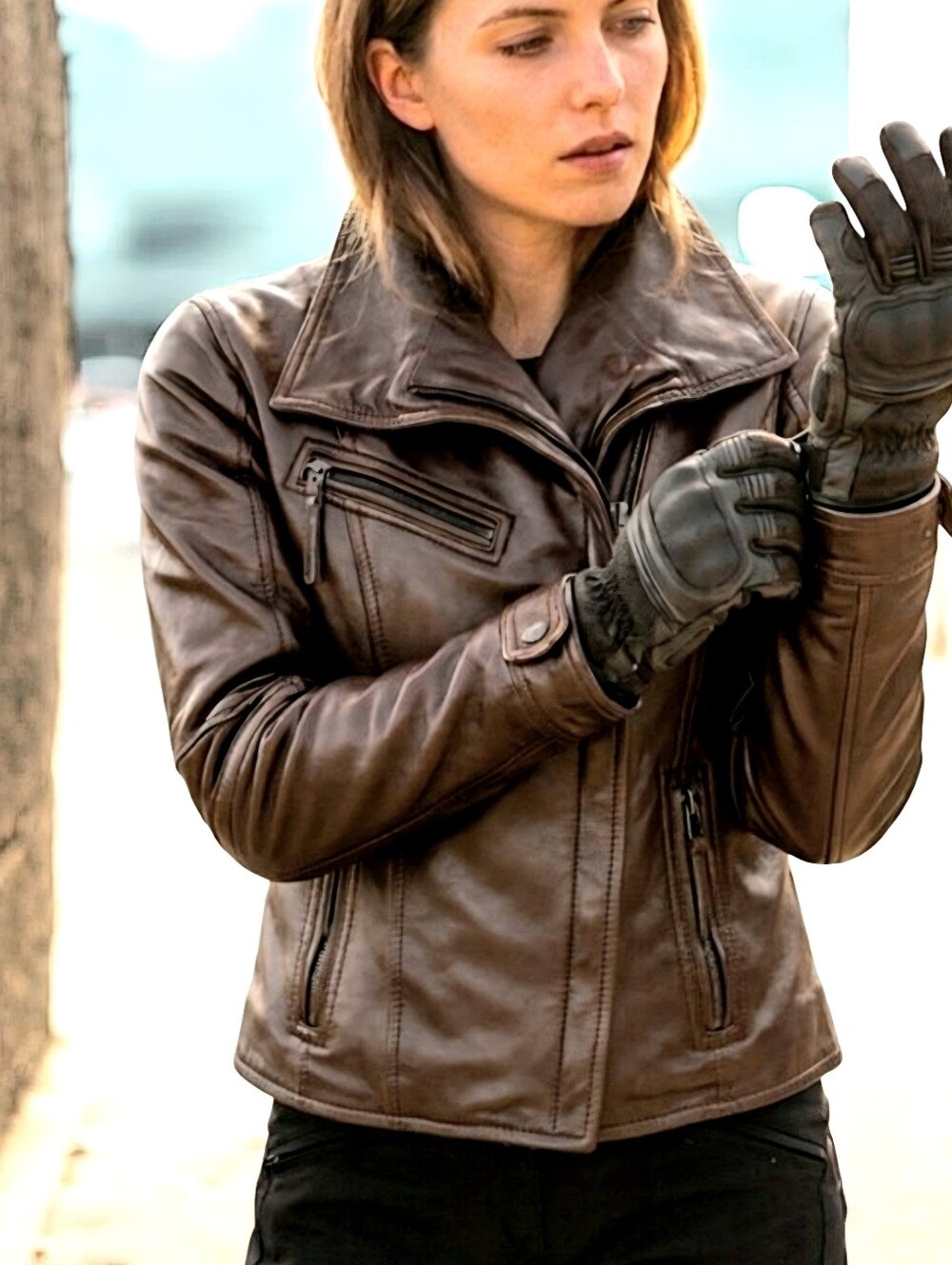 Danier Leather Cropped Moto Fall Winter Jacket / 2XS / Chocolate Brown